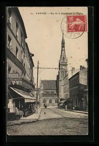 AK Vanves, Rue de la République et l`Église