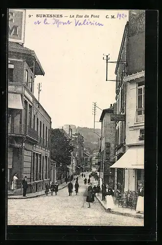 AK Suresnes, La Rue du Pont, Strassenpartie