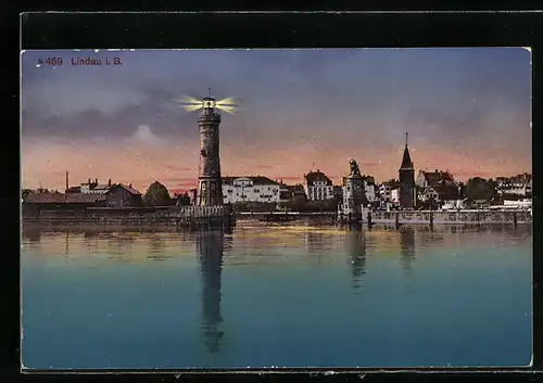 AK Lindau i. B., Leuchtturm und Hafeneinfahrt