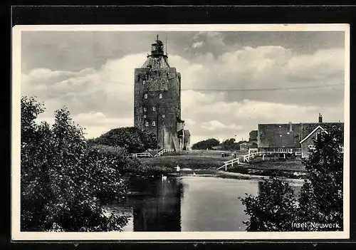 AK Hamburg-Insel Neuwerk, Teilansicht mit Turm