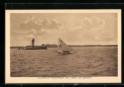 AK Friedrichsort, Leuchtturm von Laboe aus gesehen