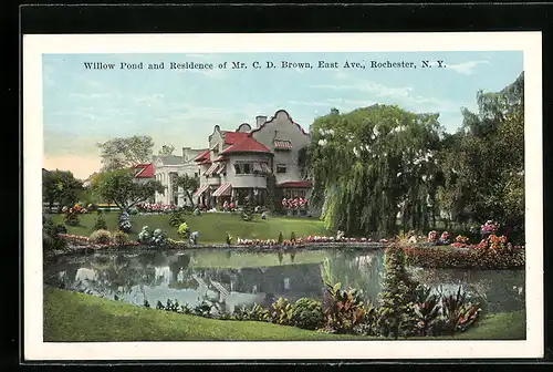 AK Rochester, NY, Willow Pond and Residence of Mr. C.D. Brown, East Ave.
