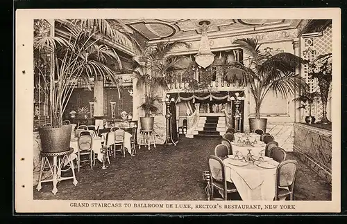 AK New York, NY, Rector`s Restaurant, grand staircase to ballroom