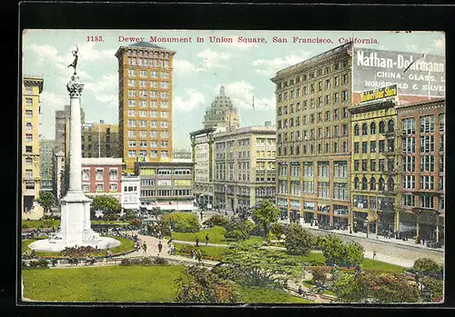 AK San Francisco, CA, Dewey Monument in Union Square