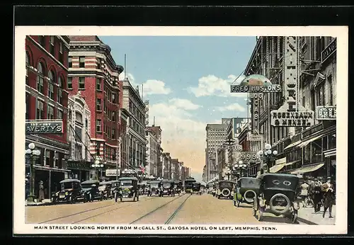 AK Memphis, TN, Main Street lookong north from McCall Street, Gayosa Hotel