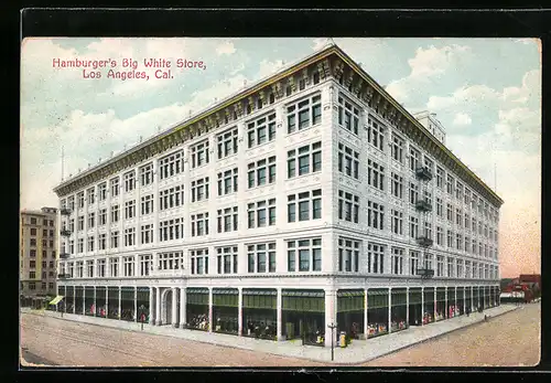 AK Los Angeles, CA, Blick auf Hamburger`s Big White Store