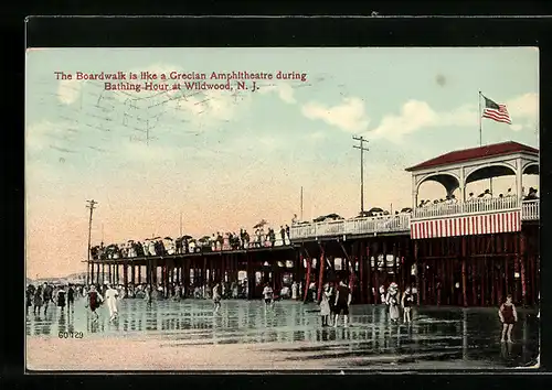 AK Wildwood, NJ, The Boardwalk is like a Grecian Amphitheatre during Bathing-Hour