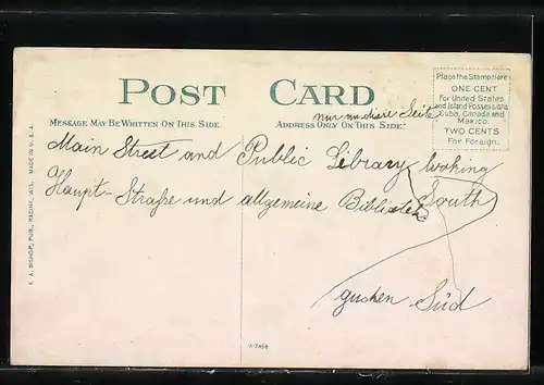 AK Racine, WI, Main Street and Public Library, looking South