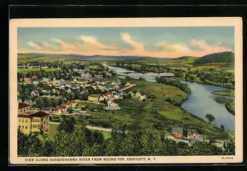 AK Endicott, NY, View along Susquehanna River from Round Top