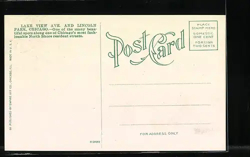 AK Chicago, IL, Lake View Avenue and Lincoln Park