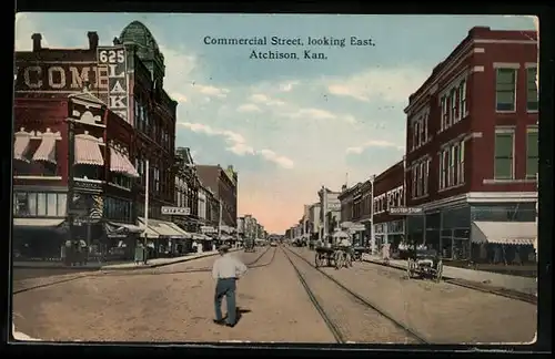 AK Atchison, KS, Commercial Street, looking East