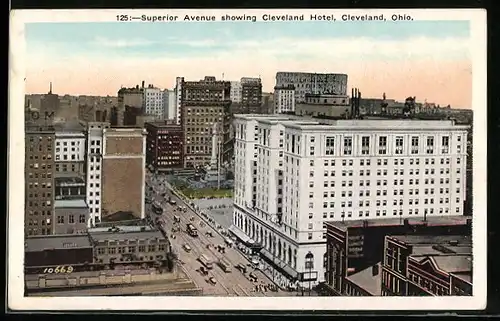 AK Cleveland, OH, Superior Avenue showing Cleveland Hotel