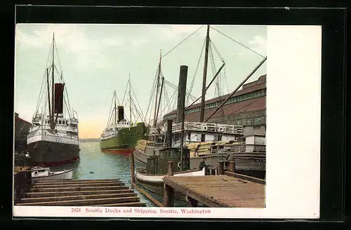 AK Seattle, WA, Seattle Docks and Shipping