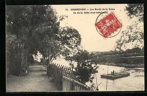 AK Courbevoie, Les Bords de la Seine, Ile de la Jatte (vue interieure)