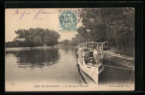 AK Bois de Boulogne, Le Barrage de Suresnes