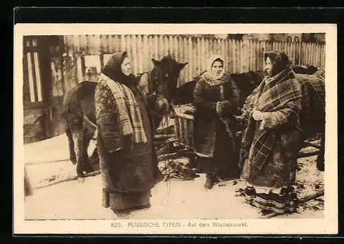 AK Russische Typen, Frauen auf dem Wochenmarkt