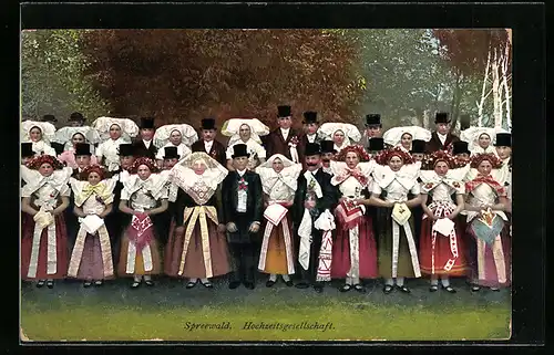 AK Spreewald, Hochzeitsgesellschaft in Tracht