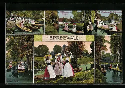 AK Dolzke Fliess im Spreewald, Hochwald und Abfahrtsstelle Lübbenau