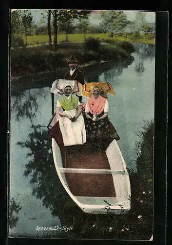 AK Spreewald-Idyll, Damen in Spreewälder Tracht