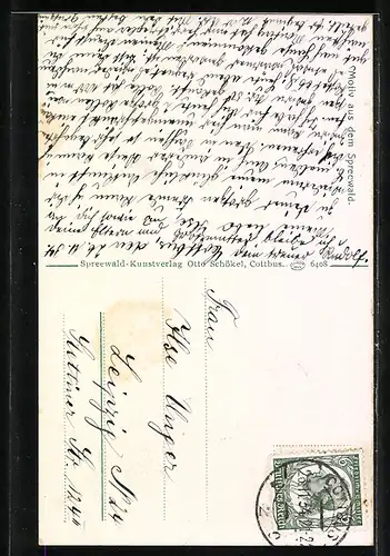 AK Paar in Spreewälder Tracht bei einer Kahnfahrt