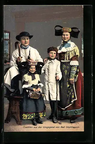 AK Paar mit zwei Kindern in Schaumburg-Lippischer Landestracht