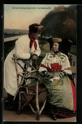 AK Ein Paar in Schaumburg-Lippischer Landestracht