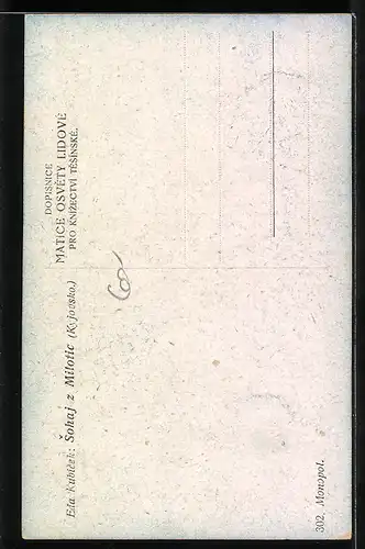 Künstler-AK Junger Mann in tschechischer Tracht sitzt auf einem Zaun