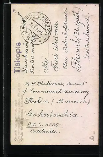 AK Maid in tschechoslowakischer Nationaltracht