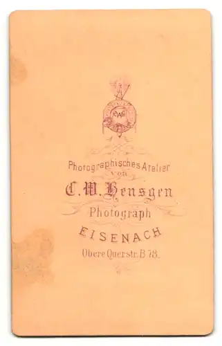 Fotografie D. W. Bensgen, Eisenach, Portrait dunkelhaariger Mann mit Schnauzbart