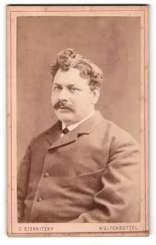 Fotografie C. Sternitzky, Wolfenbüttel, Portrait korpulenter Herr mit lockigem Haar