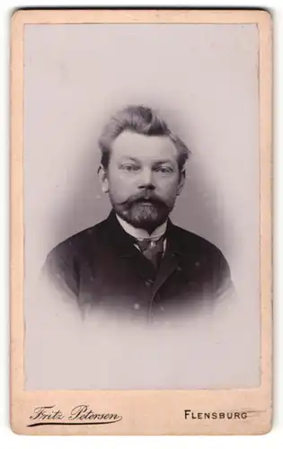 Fotografie Fritz Petersen, Flensburg, Portrait charmanter Herr im Anzug mit Krawatte und Bart