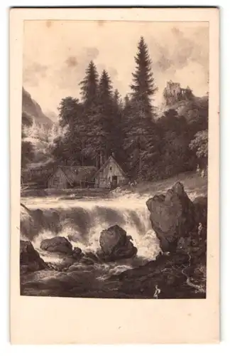 Fotografie Everdinger, Nr. 531, Gebirgslandschaft mit Wasserfall