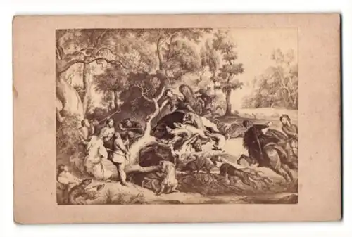 Fotografie Rubens, Nr. 87, Wildschweinjagd mit Hunden