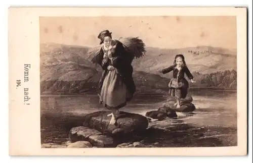 Fotografie Komm nach, Nr. 104, Mutter & Tochter überqueren Fluss