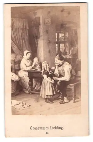 Fotografie Grossvaters Liebling, Nr. 36, Grossvater liest Kind aus Buch vor