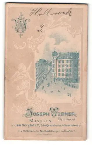 Fotografie Joseph Werner, München, Ansicht München, Foto-Atelier Isarthorplatz 2, Rückseitig Portrait