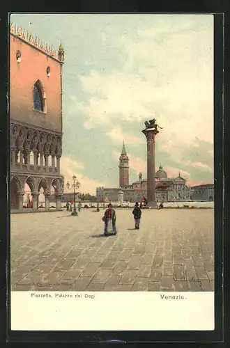 Lithographie Venezia, Piazzetla, Palazzo dei Dogi