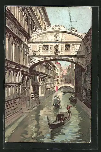Künstler-AK Venezia, Ponte dei Sospiri