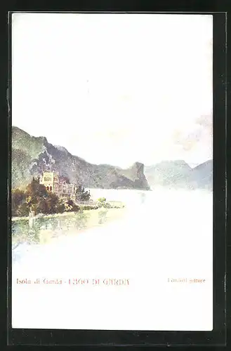 AK Isola di Garda, Insel mit Schloss, Lago di Garda