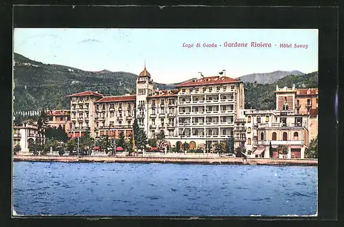 AK Gardone Riviera, Blick auf das Hotel Savoy