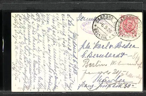 AK Gardone Riviera, Blick auf das Hotel Savoy