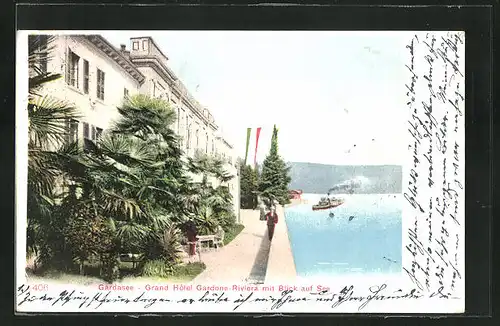 AK Gardone Riviera, Grand Hotel mit Blick auf den See