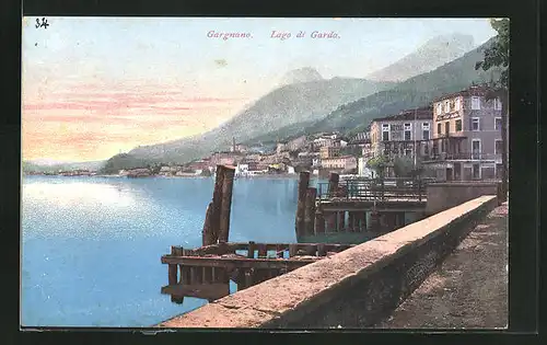 AK Gargnano, Uferpartie am Lago di Garda