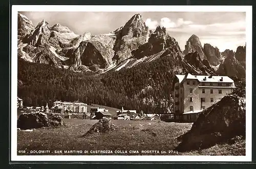 AK San Martino di Castrozza, Panorama colla Cima Rosetta