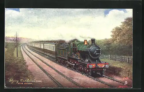 AK englische Eisenbahn, G.W.R. Locomotive Flying Dutchman near Slough
