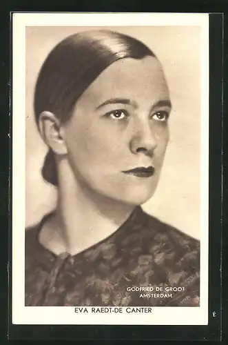 AK Porträt der Dichterin Eva Raedt-De Canter