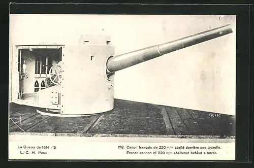 AK Canon francaise de 220 mm abritè derrière uns tourelle, Artillerie