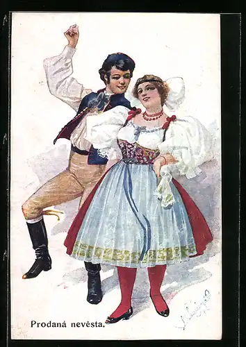 AK Prodaná nevesta, Tchechisches Paar beim Tanz
