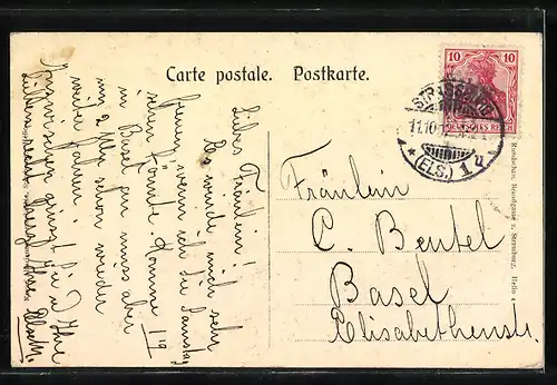 AK Elsässerin in Tracht mit einem Kind