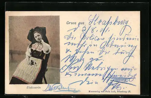 AK Elsässerin in Tracht